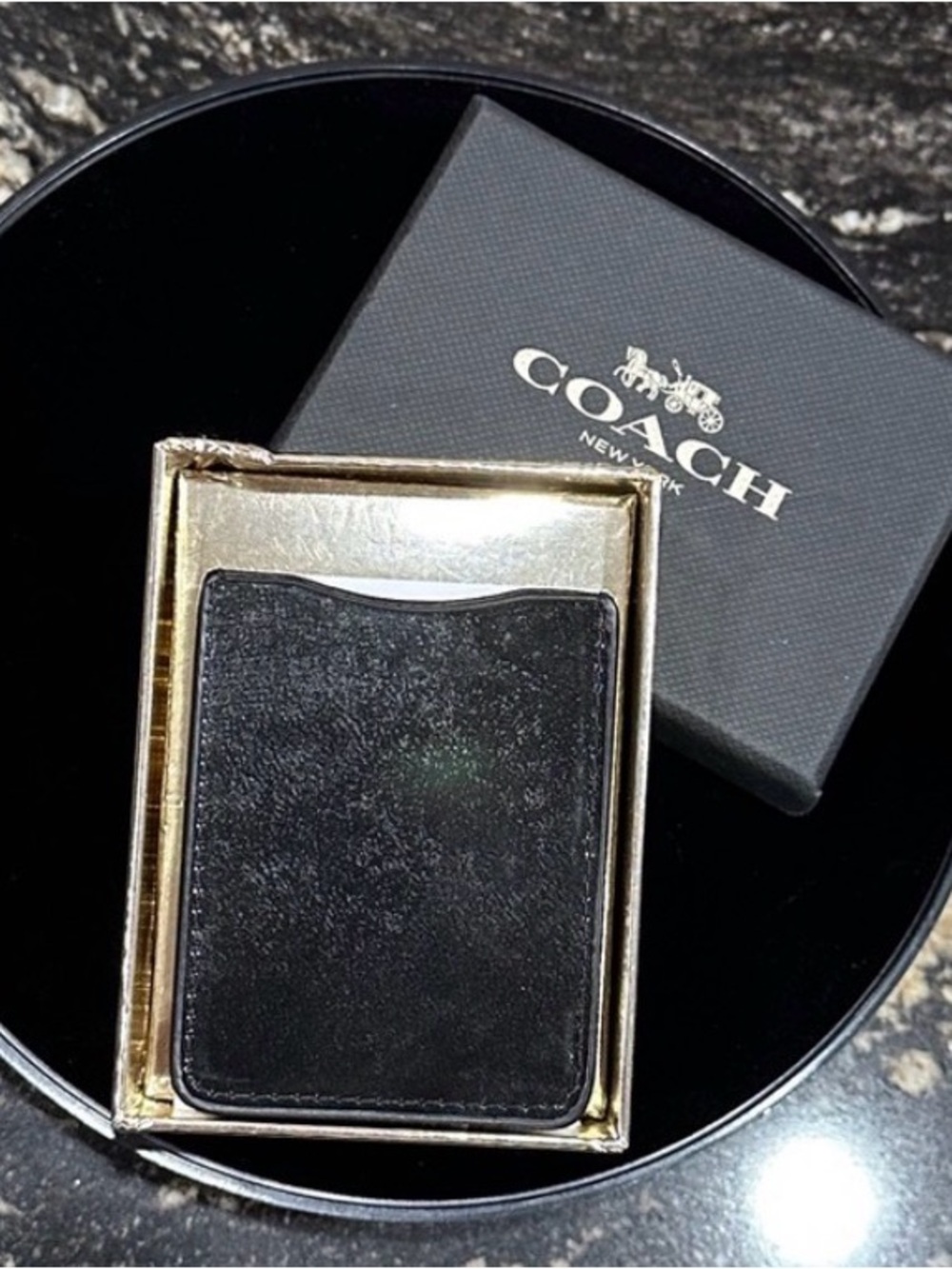 Coach Rexy Black Leather Card Case with Colorful Patch design *new - Picture 3 of 7